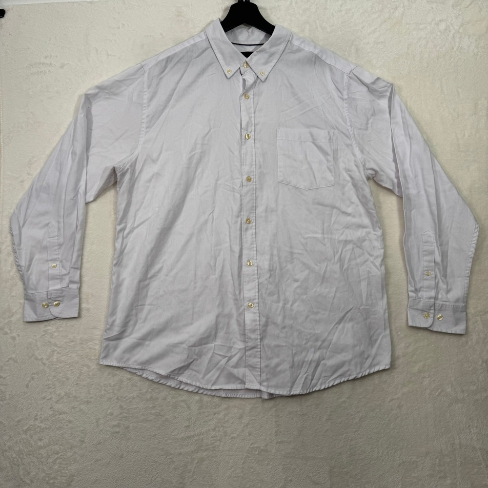 Basic Editions Button Down Shirt Mens XL White Classic Fit Long Sleeve Pocket